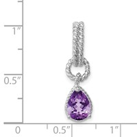 Sterling Silver Rhodium Amethyst Pear Twisted Pendant view 3