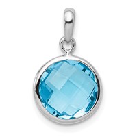 Sterling Silver Rhodium-plated Blue Topaz Pendant view 4