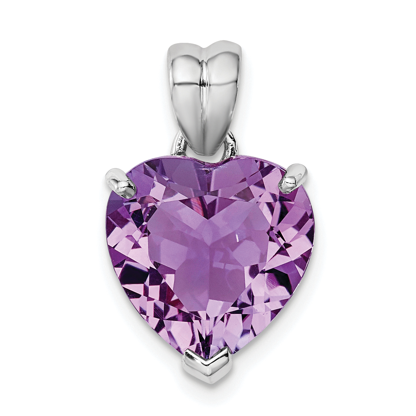 Sterling Silver Rhodium-plated Amethyst Pendant (QP2902AM)