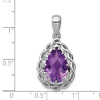 Sterling Silver Rhodium-plated Amethyst Pendant view 3
