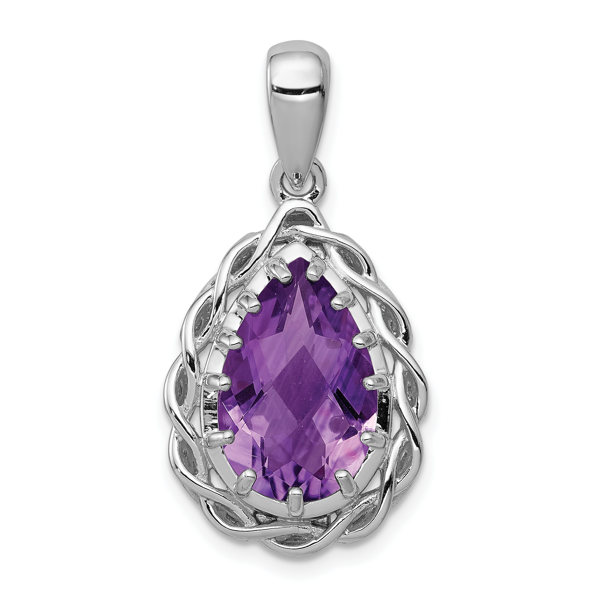 Sterling Silver Rhodium-plated Amethyst Pendant (QP2906AM)