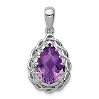 Sterling Silver Rhodium-plated Amethyst Pendant view 1