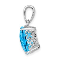 Sterling Silver Rhodium-plated Blue Topaz Pendant view 2