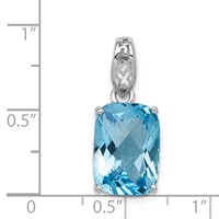 Sterling Silver Rhodium-plated Blue Topaz Pendant view 3