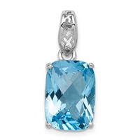 Sterling Silver Rhodium-plated Blue Topaz Pendant view 1