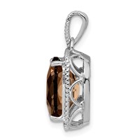Sterling Silver Rhodium-plated Smoky Quartz Pendant view 2