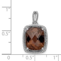 Sterling Silver Rhodium-plated Smoky Quartz Pendant view 3