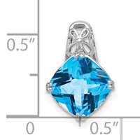Sterling Silver Rhodium-plated Blue Topaz Pendant view 3