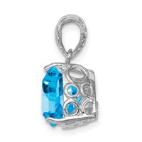 Sterling Silver Rhodium-plated Blue Topaz Pendant view 2