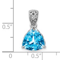 Sterling Silver Rhodium-plated Blue Topaz Pendant view 3