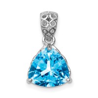 Sterling Silver Rhodium-plated Blue Topaz Pendant view 1