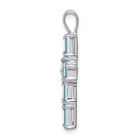 Sterling Silver Rhodium Plated Aquamarine Cross Pendant view 2