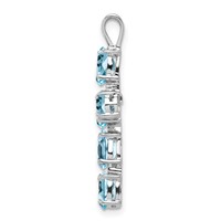 Sterling Silver Rhodium Plated Light Swiss Blue Topaz Cross Pendant view 2
