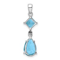 Sterling Silver Rhodium Plated Diamond & Light Swiss BT Pendant view 4