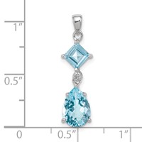 Sterling Silver Rhodium Plated Diamond & Light Swiss BT Pendant view 3