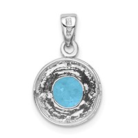 Sterling Silver Rhodium Plated Diamond & Light Swiss BT Pendant view 4