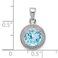 Sterling Silver Rhodium Plated Diamond & Light Swiss BT Pendant view 3