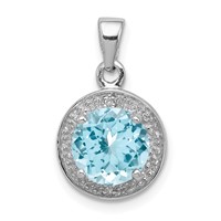 Sterling Silver Rhodium Plated Diamond & Light Swiss BT Pendant view 1