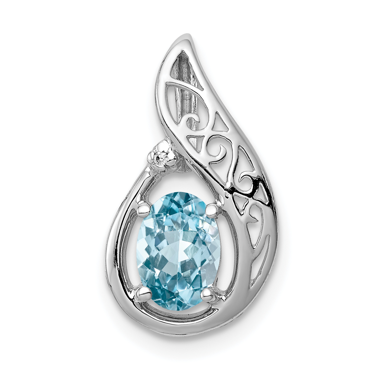 Sterling Silver Rhodium Plated Diamond and Light Swiss BT Pendant (QP2963BT)