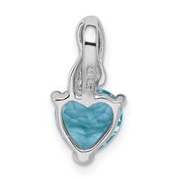 Sterling Silver Rhodium Plated Diamond & Lt Swiss BT Heart Pendant view 3