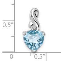 Sterling Silver Rhodium Plated Diamond & Lt Swiss BT Heart Pendant view 4