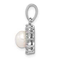 Sterling Silver Rhodium Plated FW Cultured Pearl & CZ Pendant view 2