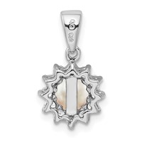 Sterling Silver Rhodium Plated FW Cultured Pearl & CZ Pendant view 4
