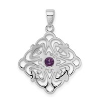 Sterling Silver Rhodium-plated Amethyst Pendant view 4