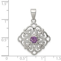 Sterling Silver Rhodium-plated Amethyst Pendant view 3