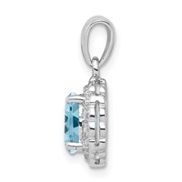 Sterling Silver Rhodium Plated Diamond & Light Swiss BT Oval Pendant view 2
