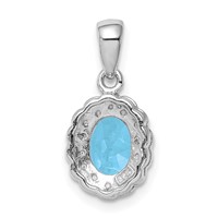 Sterling Silver Rhodium Plated Diamond & Light Swiss BT Oval Pendant view 4