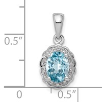 Sterling Silver Rhodium Plated Diamond & Light Swiss BT Oval Pendant view 3