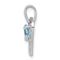 Sterling Silver Rhodium Plated Diamond & Swiss BT Heart Pendant view 2