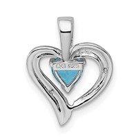 Sterling Silver Rhodium Plated Diamond & Swiss BT Heart Pendant view 4