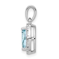 Sterling Silver Rhodium-plated Diamond and Aquamarine Pendant view 2