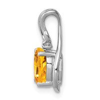Sterling Silver Rhodium Plated Diamond & Citrine Oval Pendant view 2