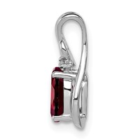 Sterling Silver Rhodium Plated Diamond & Garnet Oval Pendant view 2