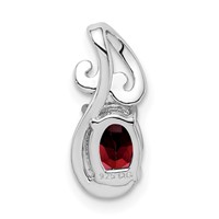 Sterling Silver Rhodium Plated Diamond & Garnet Oval Pendant view 4