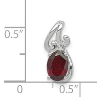 Sterling Silver Rhodium Plated Diamond & Garnet Oval Pendant view 3