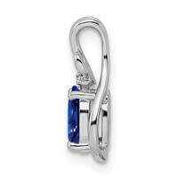 Sterling Silver Rhodium Plated Diamond & Sapphire Oval Pendant view 2