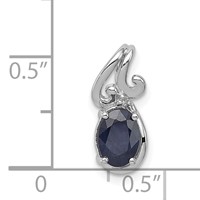 Sterling Silver Rhodium Plated Diamond & Sapphire Oval Pendant view 3