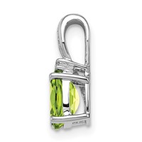 Sterling Silver Rhodium Plated Diamond and Peridot Oval Pendant view 2