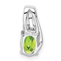 Sterling Silver Rhodium Plated Diamond and Peridot Oval Pendant view 4