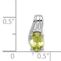 Sterling Silver Rhodium Plated Diamond and Peridot Oval Pendant view 3