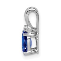 Sterling Silver Rhodium Plated Diamond & Sapphire Oval Pendant view 2