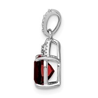 Sterling Silver Rhodium Plated Diamond Garnet Cushion Pendant view 2