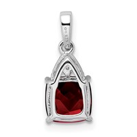 Sterling Silver Rhodium Plated Diamond Garnet Cushion Pendant view 4