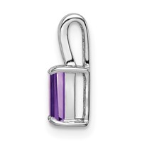 Sterling Silver Rhodium Plated Amethyst Rectangle Pendant view 2