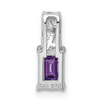 Sterling Silver Rhodium Plated Amethyst Rectangle Pendant view 4