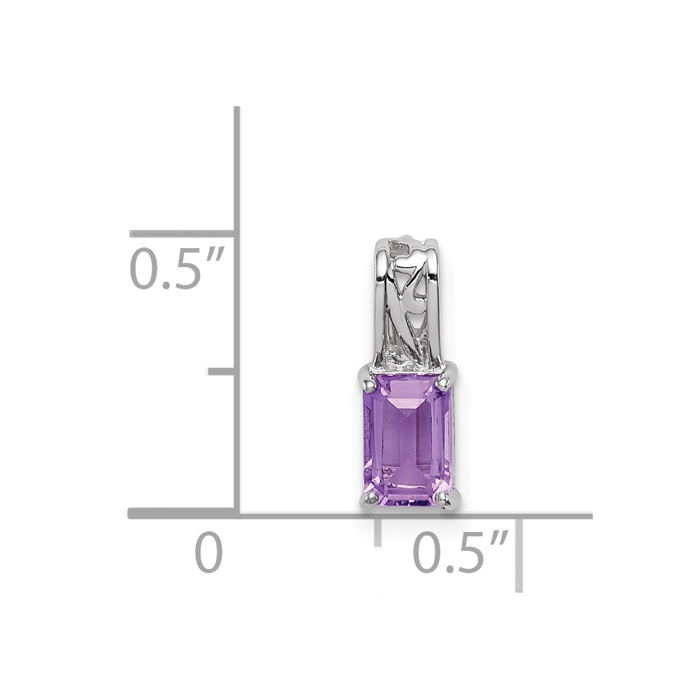 Sterling Silver Rhodium Plated Amethyst Rectangle Pendant (QP2981AM)